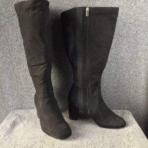Torrid Squared Toe Vegan Suede Knee High Boots Sz 8.5 Wide Calf